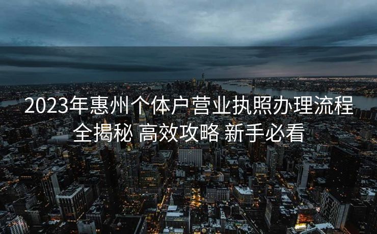 2023年惠州个体户营业执照办理流程全揭秘 高效攻略 新手必看