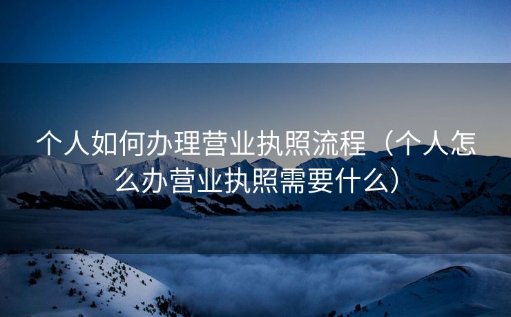 个人如何办理营业执照流程（个人怎么办营业执照需要什么）