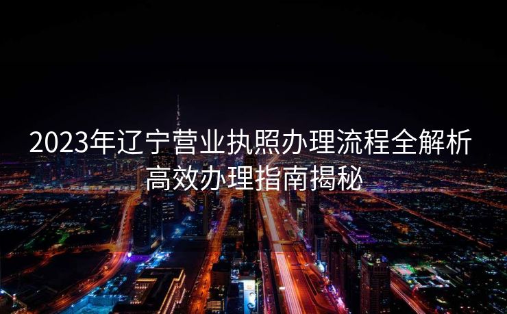 2023年辽宁营业执照办理流程全解析 高效办理指南揭秘