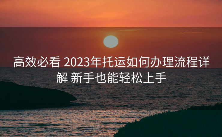 高效必看 2023年托运如何办理流程详解 新手也能轻松上手 高效必看 2023年托运如何办理流程详解 新手也能轻松上手