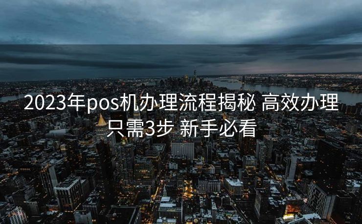 2023年pos机办理流程揭秘 高效办理只需3步 新手必看