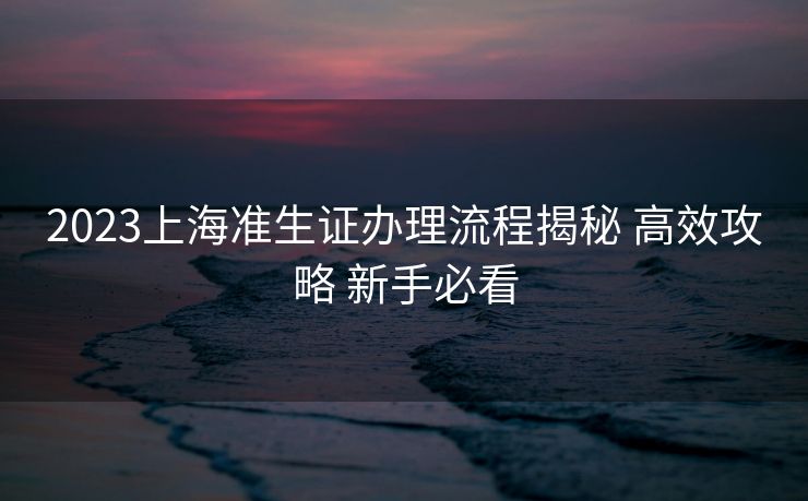 2023上海准生证办理流程揭秘 高效攻略 新手必看