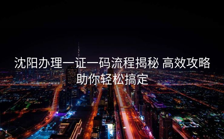沈阳办理一证一码流程揭秘 高效攻略助你轻松搞定
