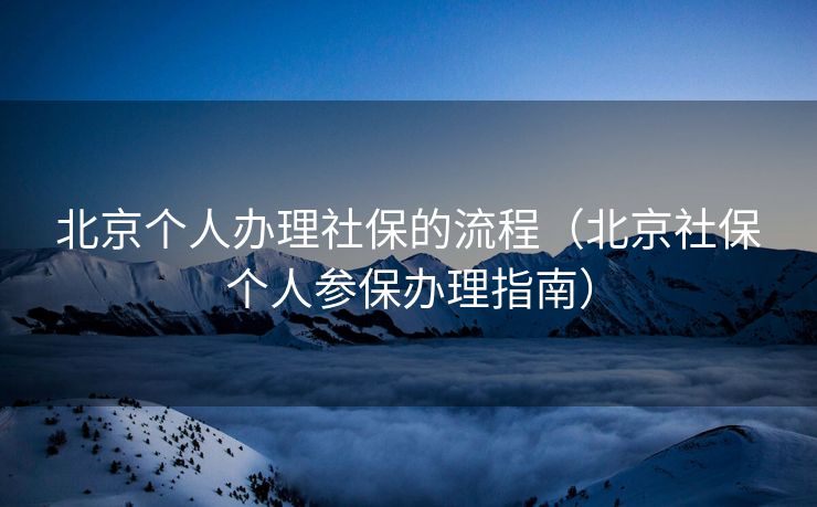 北京个人办理社保的流程（北京社保个人参保办理指南）