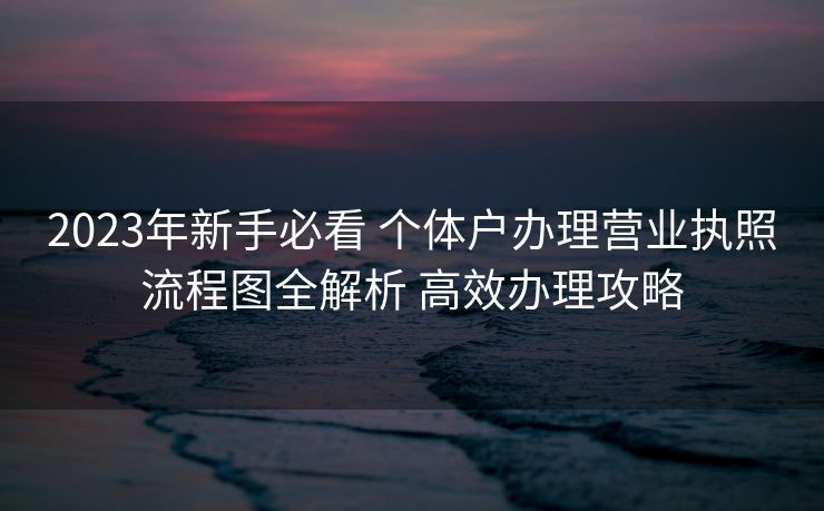 2023年新手必看 个体户办理营业执照流程图全解析 高效办理攻略