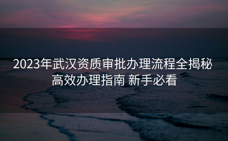 2023年武汉资质审批办理流程全揭秘 高效办理指南 新手必看
