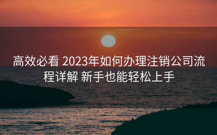 高效必看 2023年如何办理注销公司流程详解 新手也能轻松上手