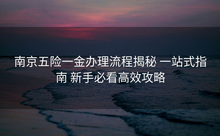 南京五险一金办理流程揭秘 一站式指南 新手必看高效攻略 南京五险一金办理流程揭秘 一站式指南 新手必看高效攻略