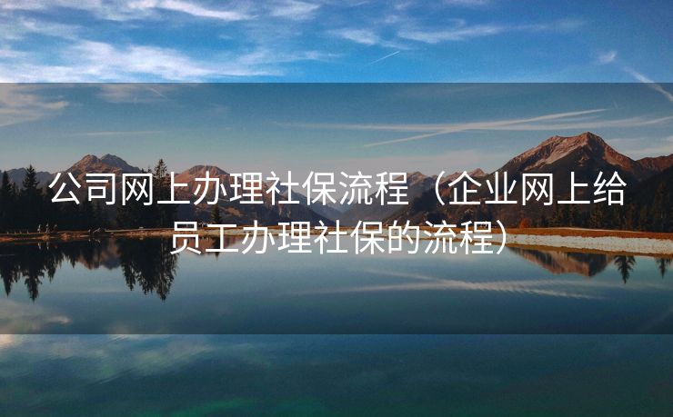 公司网上办理社保流程（企业网上给员工办理社保的流程）