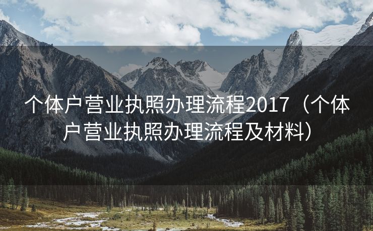 个体户营业执照办理流程2017（个体户营业执照办理流程及材料）