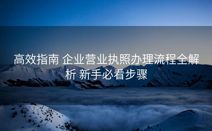 高效指南 企业营业执照办理流程全解析 新手必看步骤