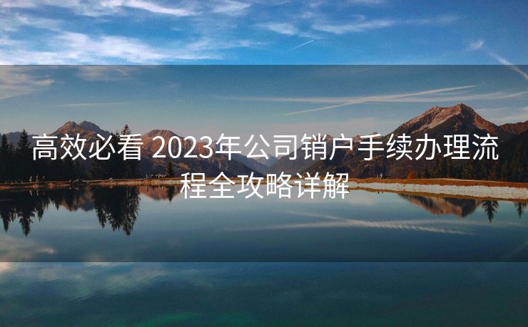 高效必看 2023年公司销户手续办理流程全攻略详解