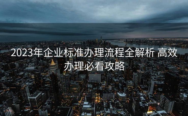 2023年企业标准办理流程全解析 高效办理必看攻略
