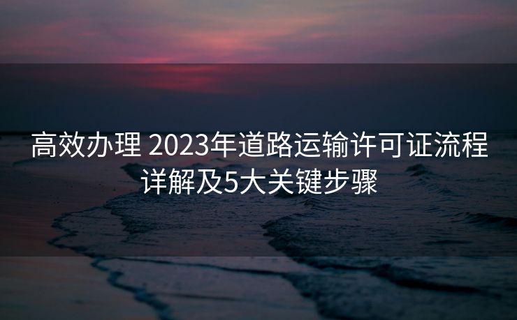 高效办理 2023年道路运输许可证流程详解及5大关键步骤 高效办理 2023年道路运输许可证流程详解及5大关键步骤