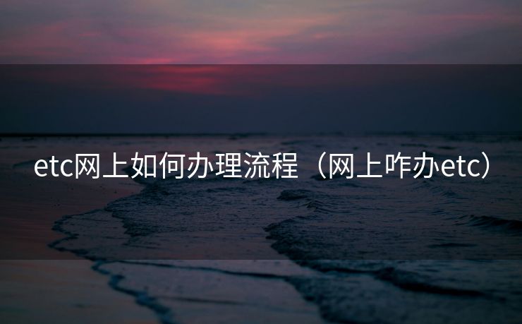 etc网上如何办理流程（网上咋办etc）