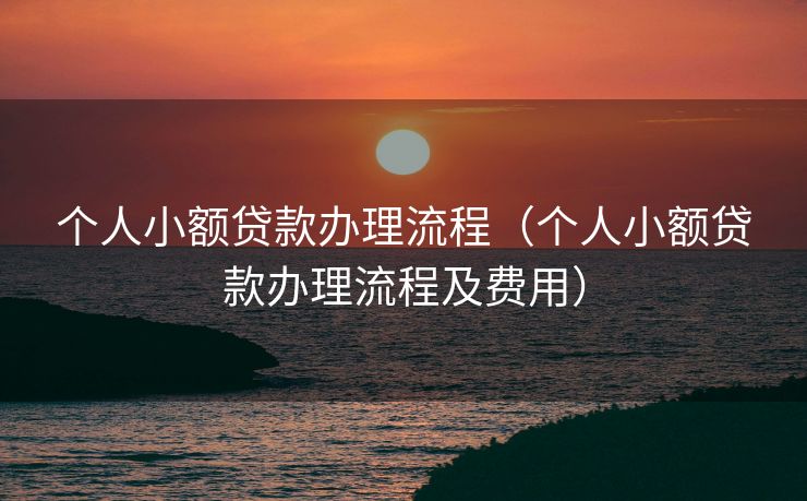 个人小额贷款办理流程（个人小额贷款办理流程及费用）