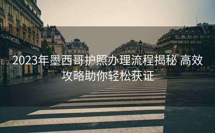 2023年墨西哥护照办理流程揭秘 高效攻略助你轻松获证