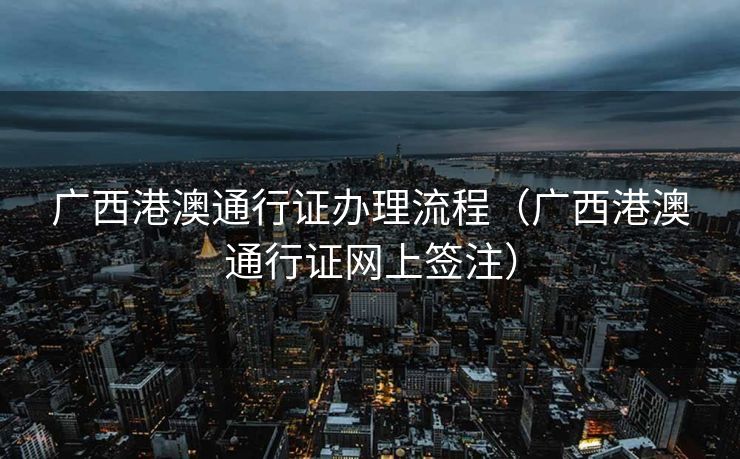 广西港澳通行证办理流程（广西港澳通行证网上签注）