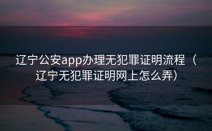 辽宁公安app办理无犯罪证明流程(辽宁无犯罪证明网上怎么弄) 辽宁公安app办理无犯罪证明流程(辽宁无犯罪证明网上怎么弄)