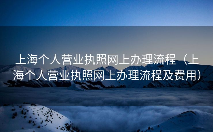 上海个人营业执照网上办理流程（上海个人营业执照网上办理流程及费用）
