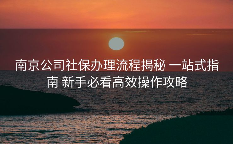 南京公司社保办理流程揭秘 一站式指南 新手必看高效操作攻略