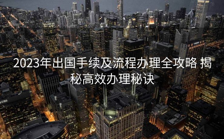 2023年出国手续及流程办理全攻略 揭秘高效办理秘诀