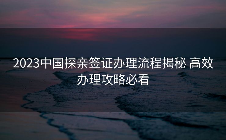 2023中国探亲签证办理流程揭秘 高效办理攻略必看