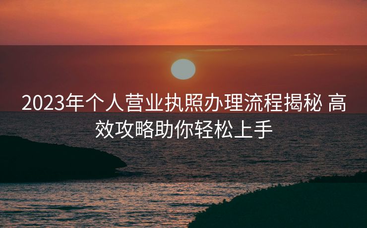 2023年个人营业执照办理流程揭秘 高效攻略助你轻松上手