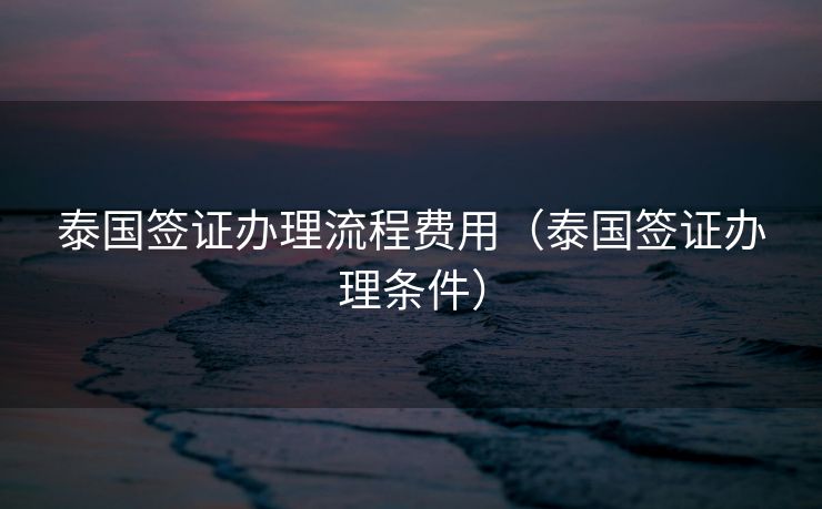 泰国签证办理流程费用（泰国签证办理条件）