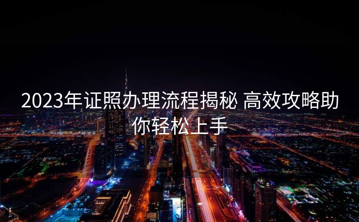 2023年证照办理流程揭秘 高效攻略助你轻松上手