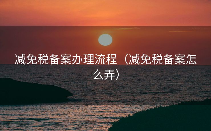 减免税备案办理流程（减免税备案怎么弄）