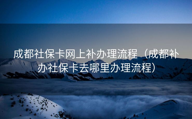 成都社保卡网上补办理流程（成都补办社保卡去哪里办理流程）