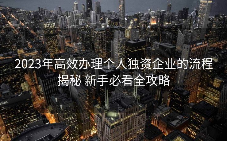 2023年高效办理个人独资企业的流程揭秘 新手必看全攻略