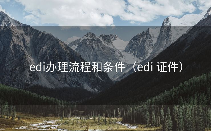 edi办理流程和条件(edi 证件) edi办理流程和条件(edi 证件)