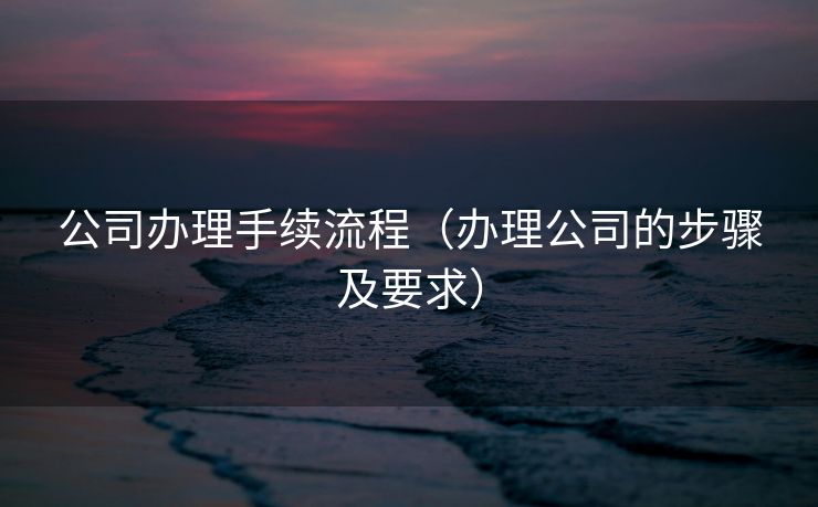 公司办理手续流程（办理公司的步骤及要求）
