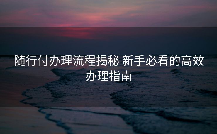 随行付办理流程揭秘 新手必看的高效办理指南
