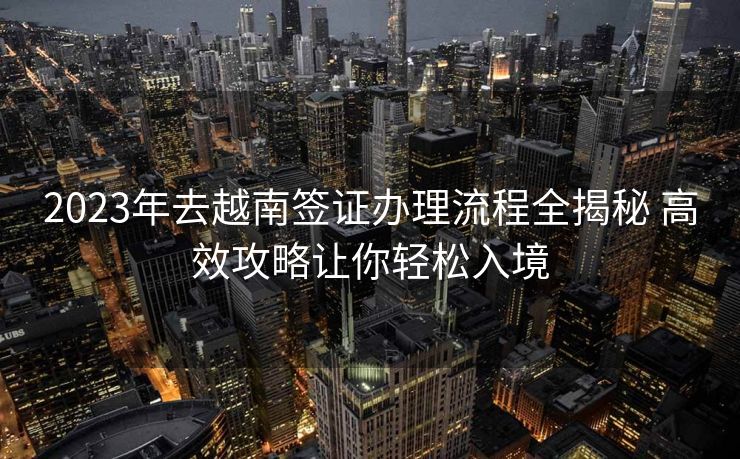 2023年去越南签证办理流程全揭秘 高效攻略让你轻松入境
