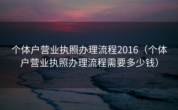 个体户营业执照办理流程2016（个体户营业执照办理流程需要多少钱）