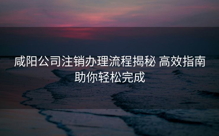 咸阳公司注销办理流程揭秘 高效指南助你轻松完成