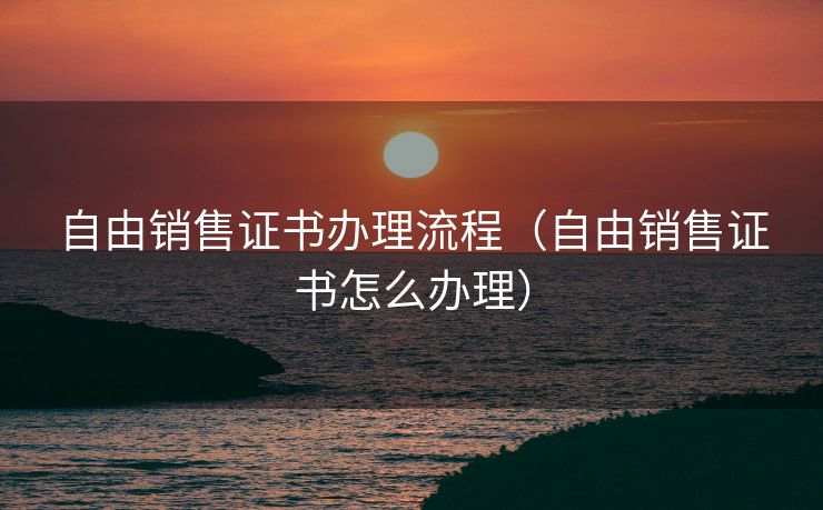 自由销售证书办理流程（自由销售证书怎么办理）