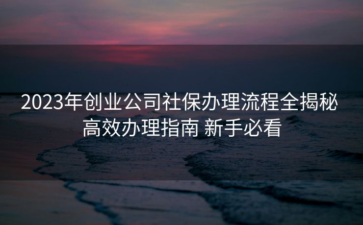 2023年创业公司社保办理流程全揭秘 高效办理指南 新手必看
