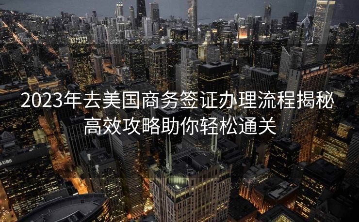 2023年去美国商务签证办理流程揭秘 高效攻略助你轻松通关