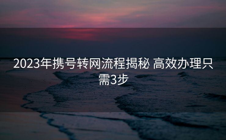 2023年携号转网流程揭秘 高效办理只需3步 2023年携号转网流程揭秘 高效办理只需3步