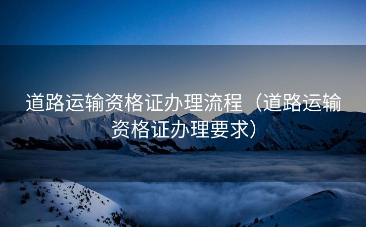 道路运输资格证办理流程（道路运输资格证办理要求）