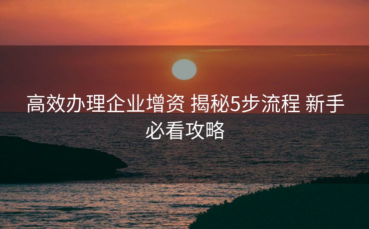 高效办理企业增资 揭秘5步流程 新手必看攻略