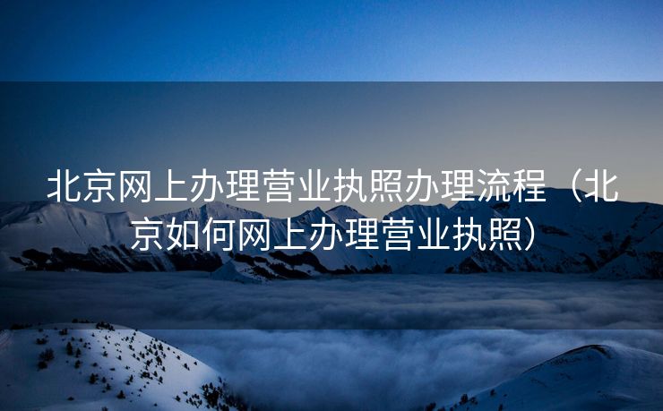 北京网上办理营业执照办理流程（北京如何网上办理营业执照）