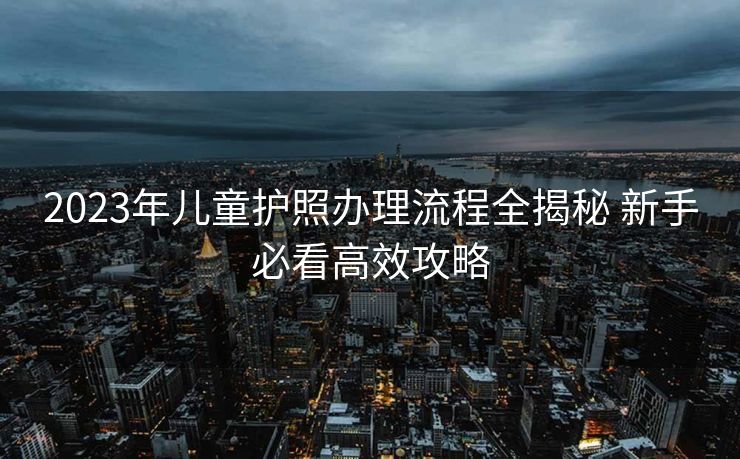 2023年儿童护照办理流程全揭秘 新手必看高效攻略