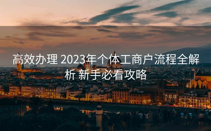 高效办理 2023年个体工商户流程全解析 新手必看攻略 高效办理 2023年个体工商户流程全解析 新手必看攻略