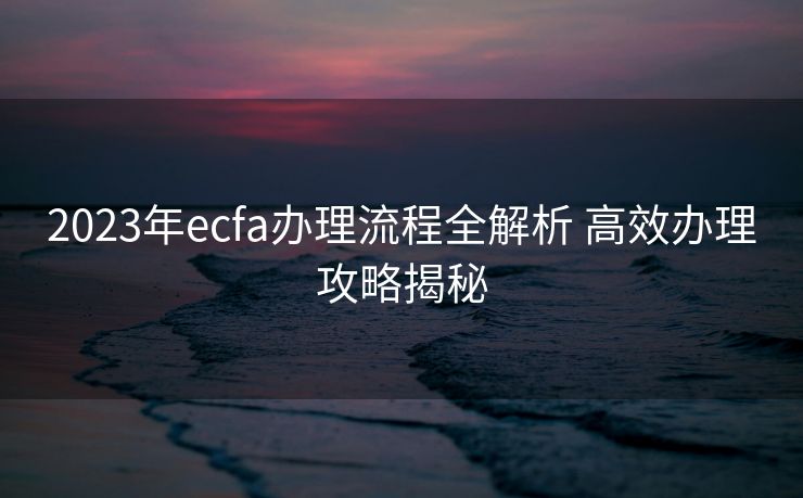 2023年ecfa办理流程全解析 高效办理攻略揭秘