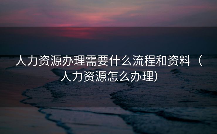 人力资源办理需要什么流程和资料（人力资源怎么办理）